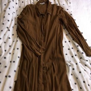 Vero Moda - Long Brown Button Up Shirt Dress
